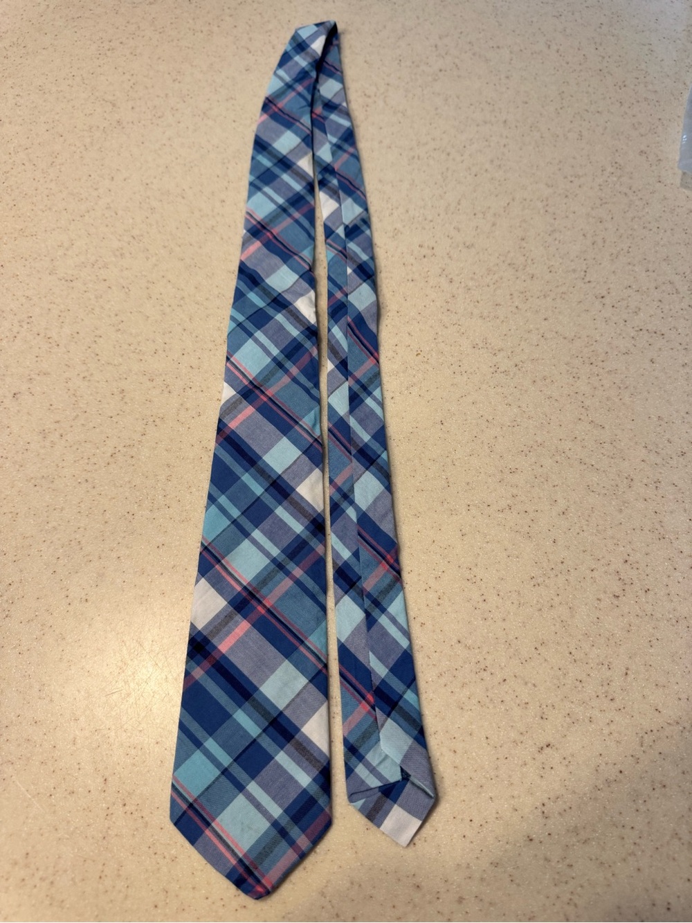 The Children's Place Blue Plaid Tie with Pink Accents